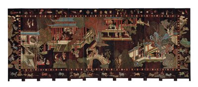 Schermo coromandel a dodici pieghe, XVIII secolo da Qing Dynasty Chinese School