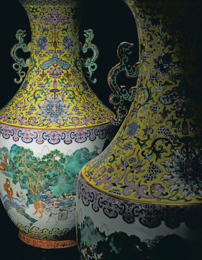 Un paio di vasi Imperiali Famiglia Rosa da Qing Dynasty   Jiaqing Period Chinese School
