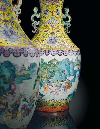 Un paio di vasi Imperiali Famiglia Rosa da Qing Dynasty   Jiaqing Period Chinese School