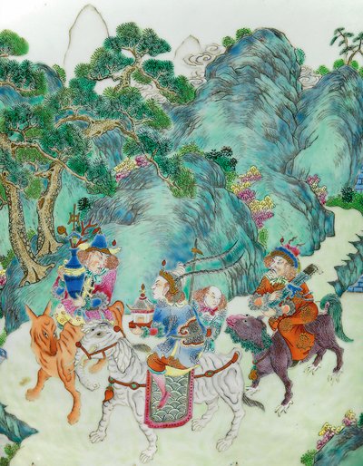 (dettaglio) da una coppia di vasi imperiali Famille Rose da Qing Dynasty   Jiaqing Period Chinese School