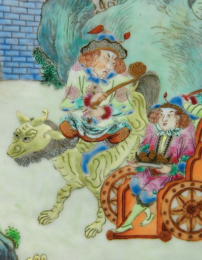 Dettaglio di uno di un paio di vasi Imperiali Famiglia Rosa da Qing Dynasty   Jiaqing Period Chinese School