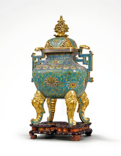 Grande incensiere imperiale cloisonné con manico Ruyi da Qing Dynasty   Qianlong Period Chinese School