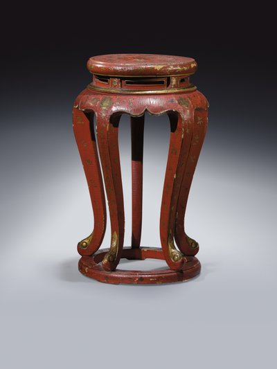 Jardinière (laccata in rosso con dettagli in oro, marrone e verde) da Qing Dynasty Chinese School