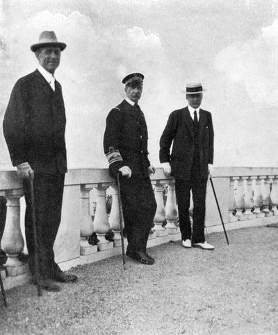 Re Giorgio I di Grecia con il Commodoro Keppel e Lord Howe, Corfù, Grecia, 1908 da Queen Alexandra