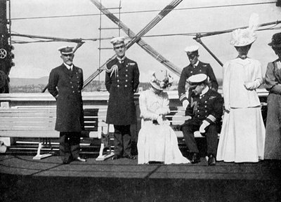 A bordo dello yacht reale Victoria e Albert III, Christiania Oslo, Norvegia, 1908 da Queen Alexandra