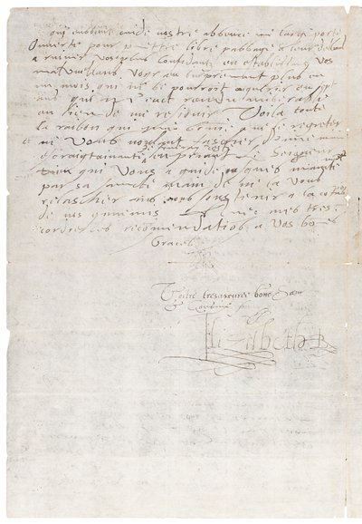 Lettera in francese di Elisabetta I d