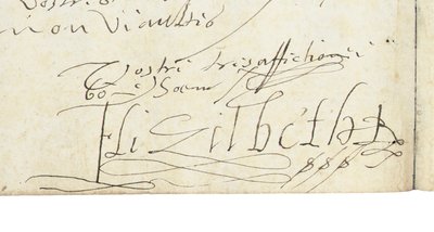 Firma su una lettera di Elisabetta I d