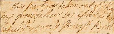 Nota manoscritta da Queen Mary II of England