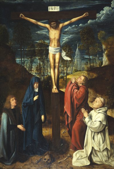 Cristo sulla croce tra la Vergine, San Giovanni e due donatori da Quentin (workshop of) Massys or Metsys