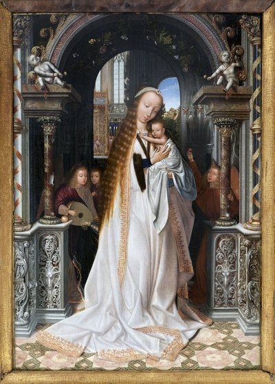 La Vergine e il Bambino circondati da angeli da Quentin Metsys