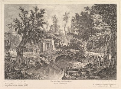 Vista del ponte Lavandieres alla casa del contadino, metà XVIII secolo da Quentin Pierre Chedel