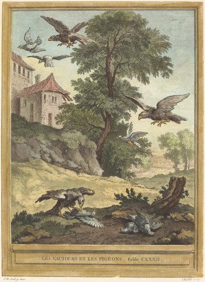 Gli avvoltoi e i piccioni da Quentin Pierre Chedel after Jean Baptiste Oudry