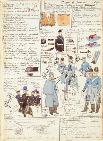Uniformi e distintivi del Regno di Sardegna di Quinto Cenni, tavola a colori da Quinto Cenni
