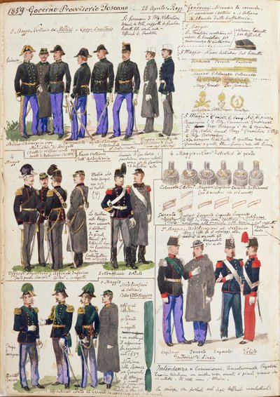 Uniformi e distintivi del governo provvisorio della Toscana da Quinto Cenni