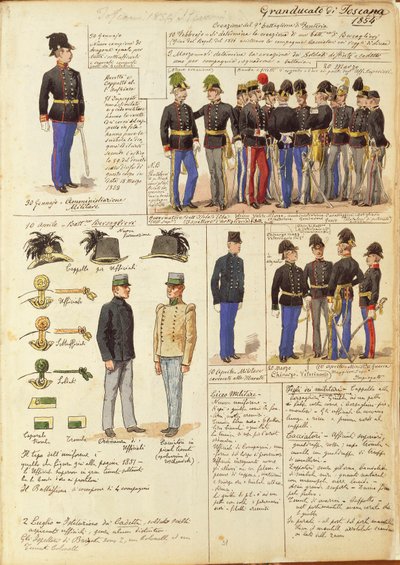 Uniformi del Granducato di Toscana di Quinto Cenni, tavola a colori da Quinto Cenni