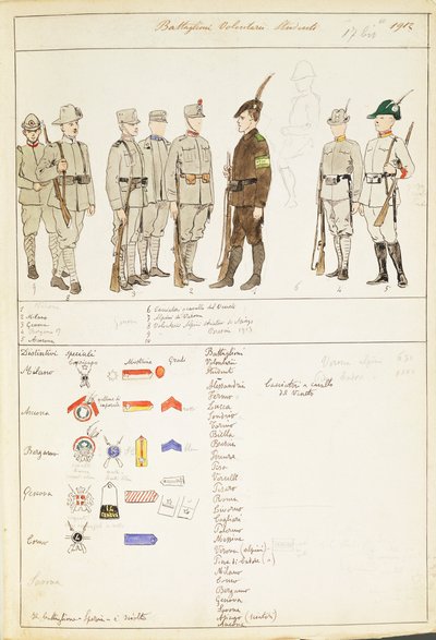 Uniformi dei Battaglioni Studenti Volontari del Regno d
