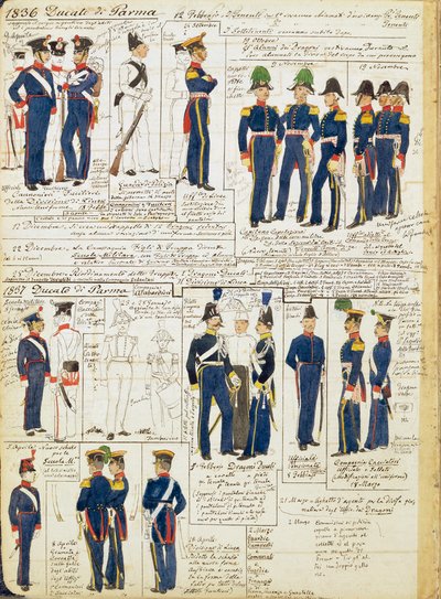Varie uniformi del Ducato di Parma da Quinto Cenni
