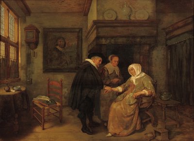 Un dottore visita una donna malata da Quiringh Gerritsz. van Brekelenkam