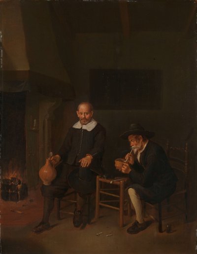 Interno con due uomini accanto al focolare da Quiringh Gerritsz. van Brekelenkam
