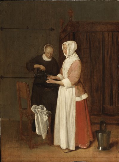 Una donna che si lava le mani, 1662 da Quiringh Van Brekelenkam