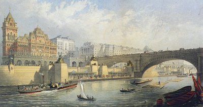 Embankment del Tamigi - Molo di attracco per battelli a vapore a Waterloo, Londra, 1864 da RM Bryson