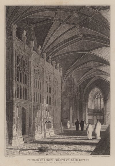 Il santuario del vescovo Foxe, fondatore del Corpus Christi College, Oxford, nella cattedrale di Winchester da R. (after) Essex