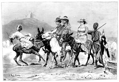 Un gruppo di turisti, Egitto, 1881 da R. Brandamour