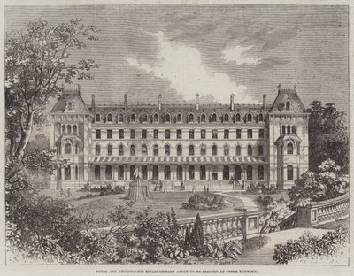 Hotel e stabilimento idropatico in costruzione a Upper Norwood da R. Dudley