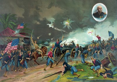 La Battaglia di Malate, Filippine, notte del 31 luglio 1898 (cromolitografia) da R. Hencke