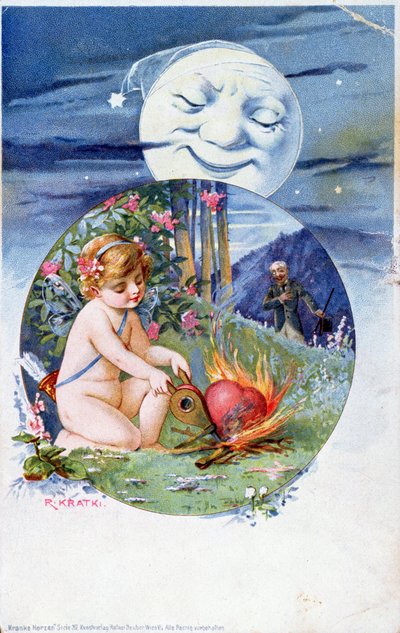 Cartolina dalla serie Cuori Malati, c. 1900 da R. Kratki