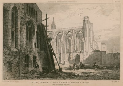 Estremità orientale della Painted Chamber e lato sud della Cappella di St Stephen, Westminster da R. W. Billings