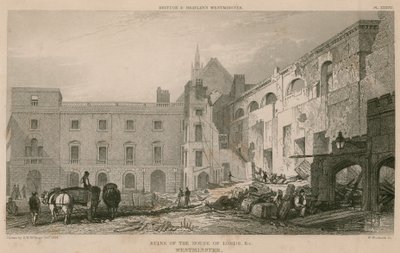 Rovine della Camera dei Lord, Westminster da R. W. Billings