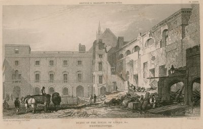 Rovine della Camera dei Lord, Westminster, Londra da R. W. Billings