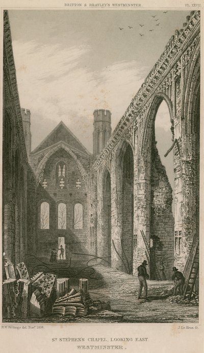 Cappella di Santo Stefano, Westminster, Londra, vista verso est da R. W. Billings
