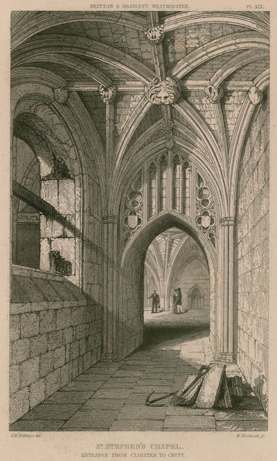 Cappella di San Stefano, ingresso dal chiostro alla cripta da R. W. Billings