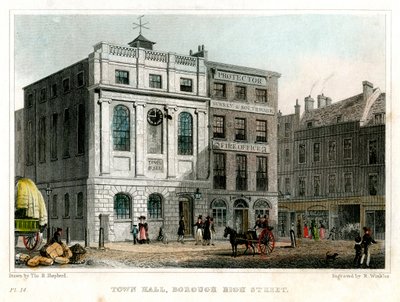 Municipio, Borough High Street, Southwark, Londra, 1830 da R. Winkles