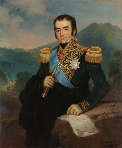 Ritratto postumo di Herman Willem Daendels, Governatore Generale delle Indie Orientali Olandesi da Raden Sarief Bastaman Saleh