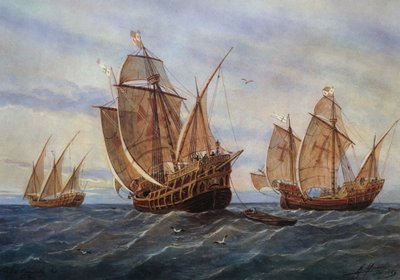 Le tre caravelle di Cristoforo Colombo da Rafael Monleon y Torres