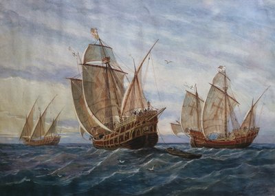 Le tre caravelle di Cristoforo Colombo da Rafael Monleon y Torres