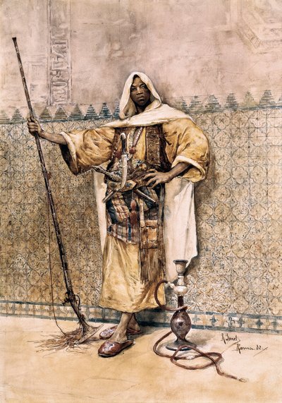 Orientalismo: Ritratto di un uomo arabo, soldato armato, con coltelli alla cintura da Rafael Senet