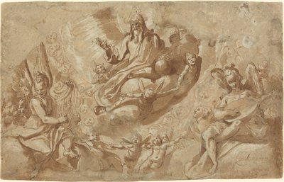 Dio Padre e angeli sulle nuvole da Raffaello Motta