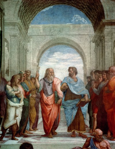 Aristotele e Platone: dettaglio dalla Scuola di Atene nella Stanza della Segnatura (dettaglio) da Raffaello Sanzio Raphael
