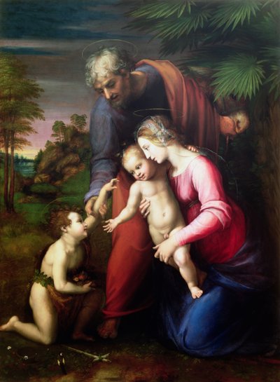 Sacra Famiglia con San Giovanni Battista, 1513-14 da Raffaello Sanzio Raphael