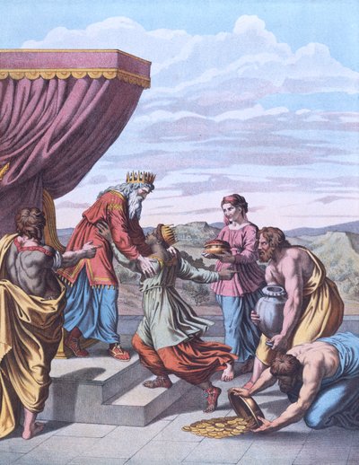 Re Salomone riceve la Regina di Saba, illustrazione da 