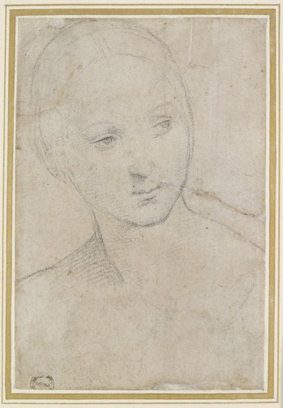 Studio della testa di una giovane donna da Raffaello Sanzio Raphael