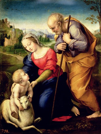 La Sacra Famiglia con un Agnello, 1507 da Raffaello Sanzio Raphael