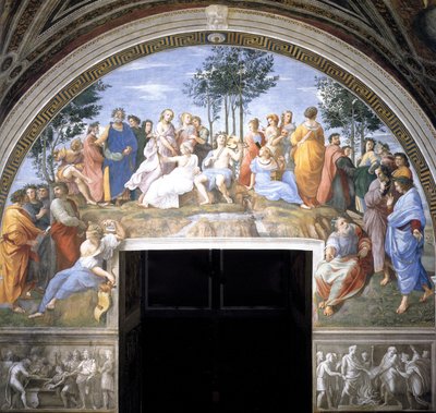 Il Parnaso, affresco nella Stanza della Segnatura, 1509-1511 da Raffaello Sanzio Raphael