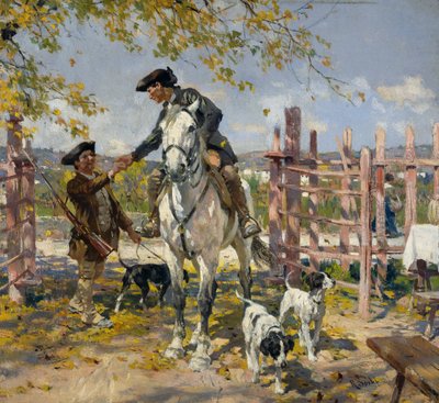 Due cacciatori con cani da Raffaello Sorbi