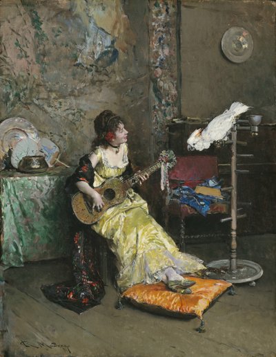 Donna con un pappagallo da Raimundo de Madrazo y Garreta