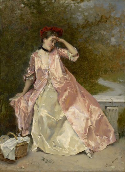 Donna con cestino da picnic da Raimundo de Madrazo y Garreta